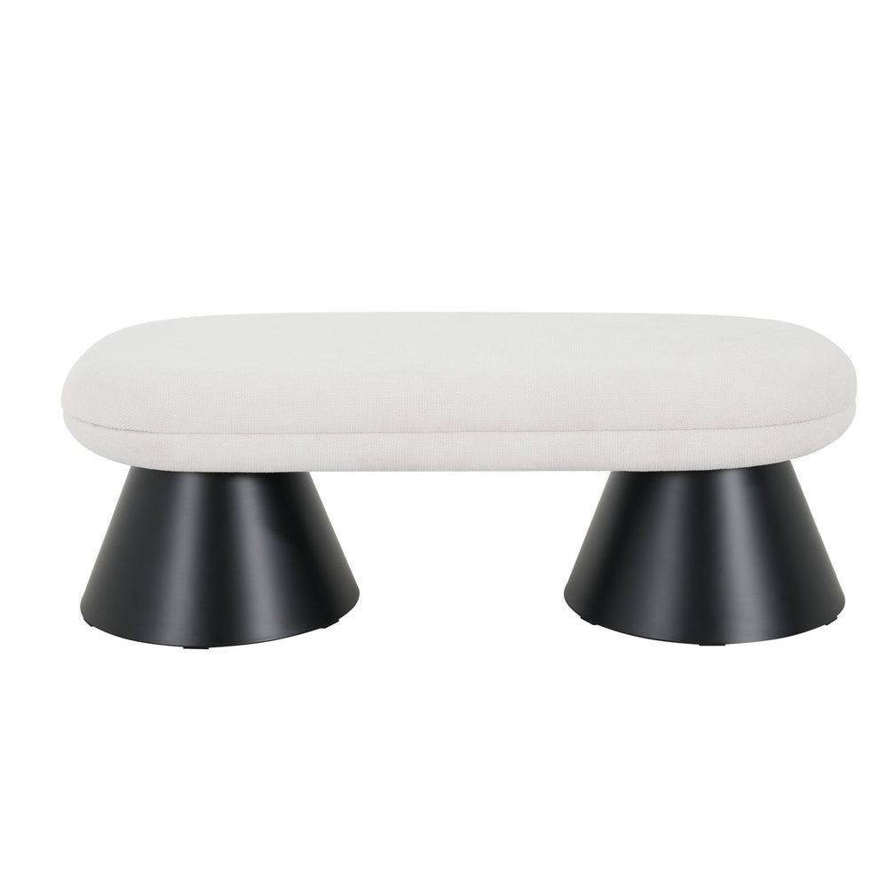 English Elm Christopher Knight Home® - Dining Modern Farmhouse 50.75" Storage Bench with Beige Upholstery, Black Iron Legs, 300lb Capacity N779P252594B_N779P252595B