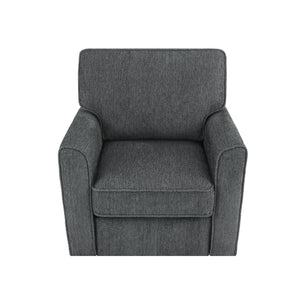 English Elm 360° Swivel Chair Accent Barrel Armchair with Chenille Upholstery, Deep Seat & Side Storage Pockets Grey N719P283037E