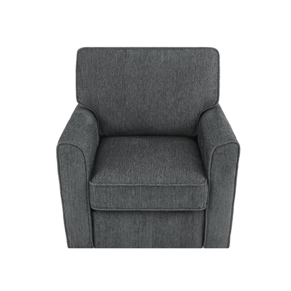 English Elm 360° Swivel Chair Accent Barrel Armchair with Chenille Upholstery, Deep Seat & Side Storage Pockets Grey N719P283037E