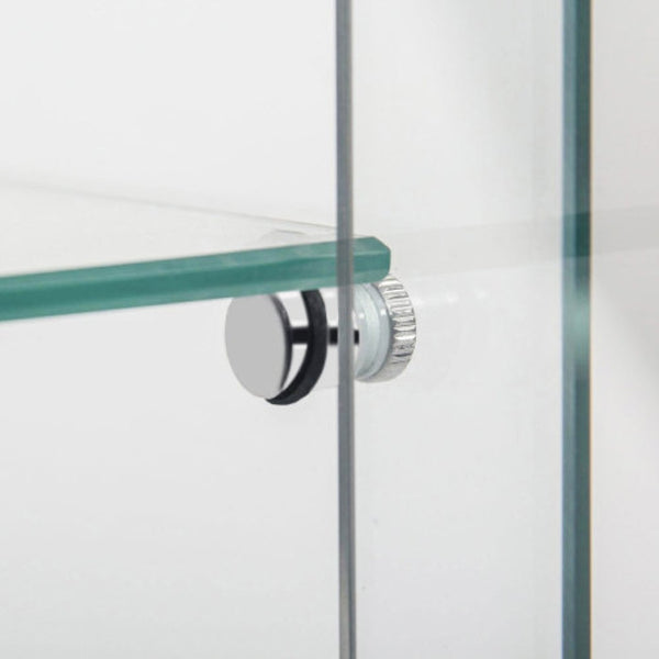 English Elm Tempered Glass Display Cabinet With Bluetooth Led Lighting, Swivel Casters, Versatile Storage Solutions W3155S00003-GIGA