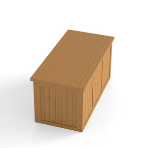 English Elm 67 Gallon Solid Wood Outdoor Deck Box with Hinged Lid Doubles as Patio Bench Seat W2640P327217