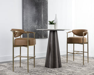 Sunpan Heloise Barstool - Elegant Faux Leather Upholstery With Gold Stainless Steel For Chic Dining Spaces Brown Faux Leather 112065
