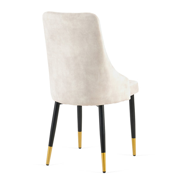 English Elm Beige Highback Tufted Velvet Dining Chairs Set of 2 — Armless Modern Side Chairs with Metal Legs W1164P320224