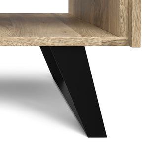 English Elm Lowry Natural Mango Wood End Table with Drawer, Modern Industrial Metal Legs, 22" Square Accent B136P203451