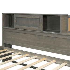 English Elm Full Platform Bed Six Built in Storage Drawers Low Profile Contemporary Frame Gray N708P263524E