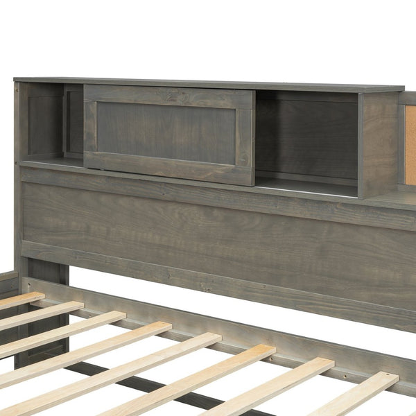 English Elm Full Platform Bed Six Built in Storage Drawers Low Profile Contemporary Frame Gray N708P263524E