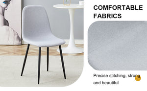 English Elm Comfortable Linen-Cotton Dining Chair Set - Modern 4-Piece Light Gray With Ergonomic Support & Style W1151P228095