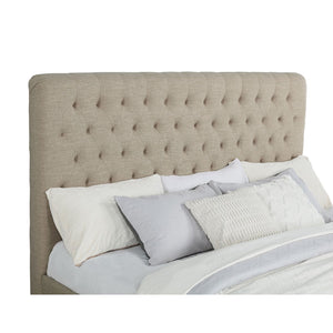 English Elm Copper Oatmeal Tufted Eastern King Panel Bed with Plush Upholstery, Timeless Cozy Design, 89" L B062S00665