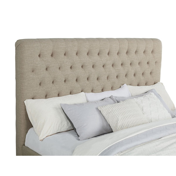 English Elm Copper Oatmeal Tufted Eastern King Panel Bed with Plush Upholstery, Timeless Cozy Design, 89" L B062S00665