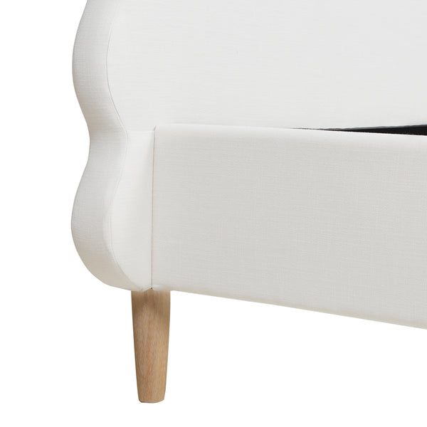 English Elm Jennifer Taylor Home - Stockholm King Bed With Modern Wavy Headboard, Antique White Upholstery & No Box Spring Needed B2719P238206