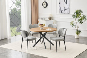 English Elm Round Foldable Mdf Dining Table with Radial Legs for Small Space Bistro Interiors Oak W3493P462093