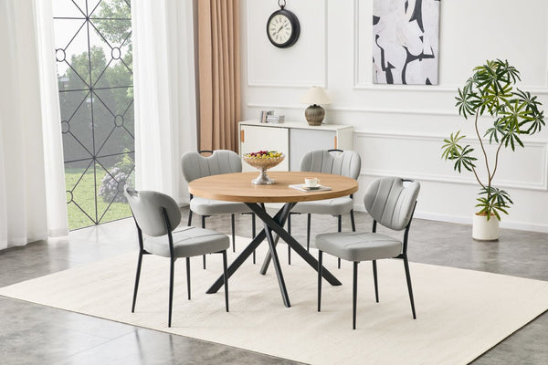 English Elm Round Foldable Mdf Dining Table with Radial Legs for Small Space Bistro Interiors Oak W3493P462093