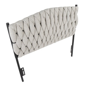 English Elm Braided Plush Matisse Twin Headboard by LumiSource with Braided Upholstery and Black Metal Frame Cream B202P223761