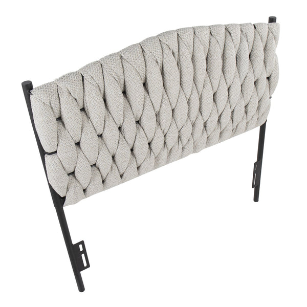 English Elm Braided Plush Matisse Twin Headboard by LumiSource with Braided Upholstery and Black Metal Frame Cream B202P223761