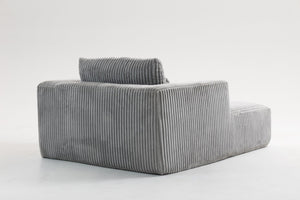 English Elm Sofa Bed Compact Corduroy Convertible Sleeper with Lumbar Pillows for Studio Apartments Grey W3326P345961