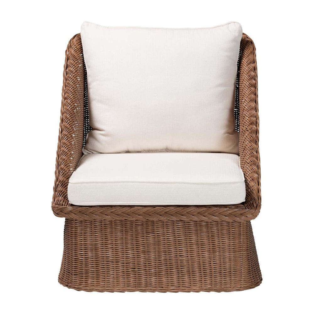 English Elm Bohemian Natural Rattan Accent Chair with Braided Arms and Removable Cushion B2750P467824