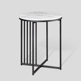 Minimalist Metal Slatted Side Table Calacatta Marble, Black VULL8KCM Walker Edison