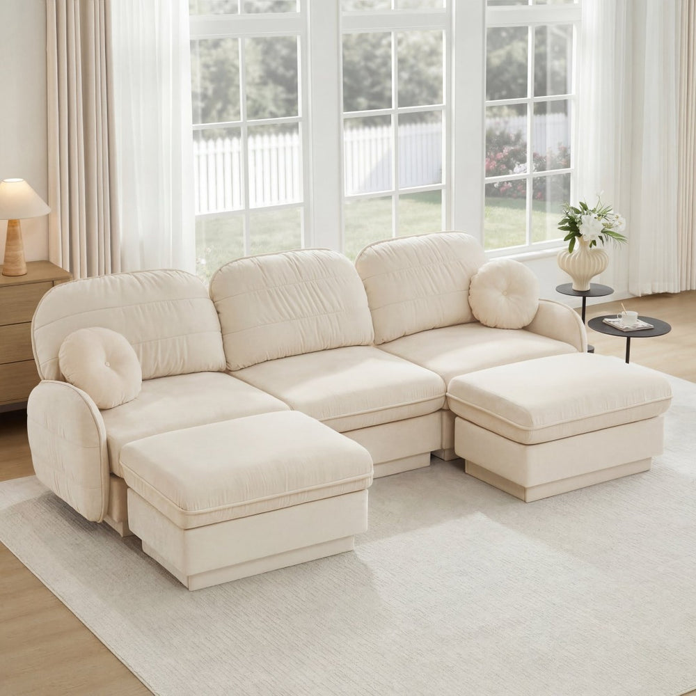 English Elm 105" Chenille Cloud Sofa Deep Seat Three Seater with Quilted Back for Living Room W714S01752