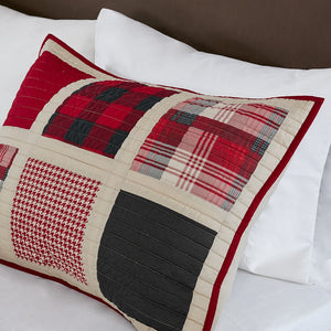 JLA Home Woolrich - 100% Cotton Huntington Oversized Quilt Mini Set – Lightweight Plaid & Solid Patchwork, Breathable Year-Round Comfort 96 L x 92 W x 0.25H WR14-1724