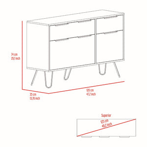 English Elm Monaco Four Drawer Dresser with Steel Hairpin Legs Mid-century Modern Bedroom Storage B128S00216