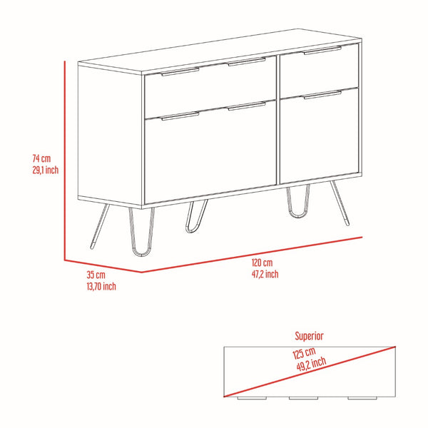 English Elm Monaco Four Drawer Dresser with Steel Hairpin Legs Mid-century Modern Bedroom Storage B128S00216