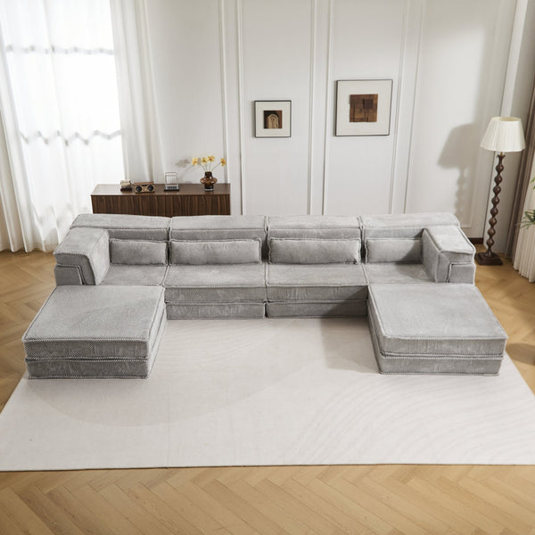 English Elm Compression Modular Floor Sofa Bed - Cozy, No Assembly Needed, Pet-Friendly, Light Grey - Versatile Comfort! W3723S00040