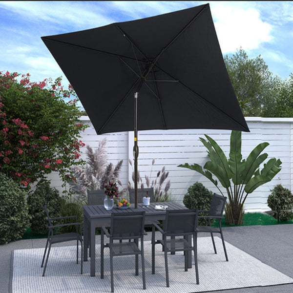 English Elm 6.5 X 10 Ft Rectangular Outdoor Patio Umbrella with Crank Tilt Uv Resistant Canopy Black B082P454955