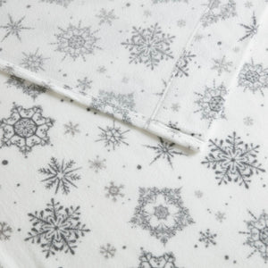 JLA Home True North by Sleep Philosophy - Sheet Micro Fleece Sheet Set — Ultra-Soft, OEKO-TEX Certified, Breathable Warmth, Pill-Resistant Comfort Grey Snowflake TN20-0533