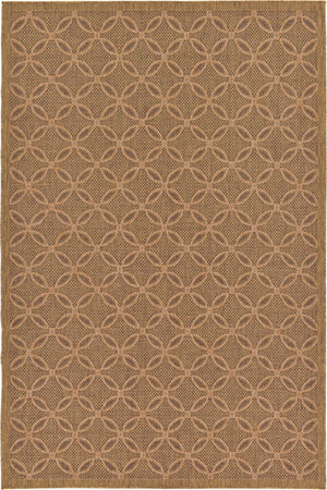 Unique Loom Outdoor Trellis Spiral Machine Made Geometric Rug Light Brown, Brown/Cream/Light Brown/Gold 7' 0" x 10' 0"