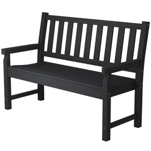 English Elm Lawn Curved Hdpe Outdoor Bench Wood Grain Slatted Two Person Patio Seating Black T3971P475996
