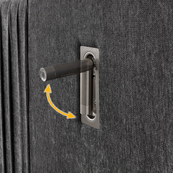 English Elm Queen Modern Upholstered Platform Bed with Pleated Chenille Headboard, Built-In Nightstand & Lamp DARK GREY W487S00401