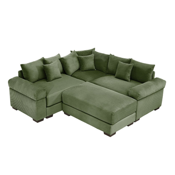 English Elm Oversized Modular Sectional Couch - Ultra-Comfortable Corduroy, Deep Seats & Flexible Design For Living Spaces W714S01339-GIGA