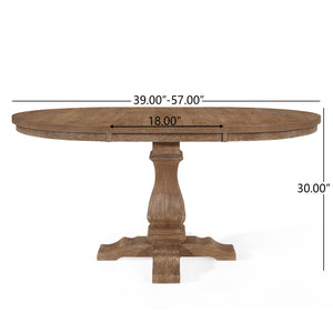 English Elm Christopher Knight Home® - Oval Extension Dining Table – Elegant Rubberwood Design With Natural Finish & Pedestal Base For Style N771P355872G_N771P355873G