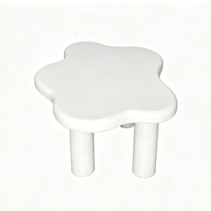 English Elm 40-inch Cloud Shaped Coffee Table Sculptural Mdf Top with Tapered Legs for Living Rooms White W3935S00003