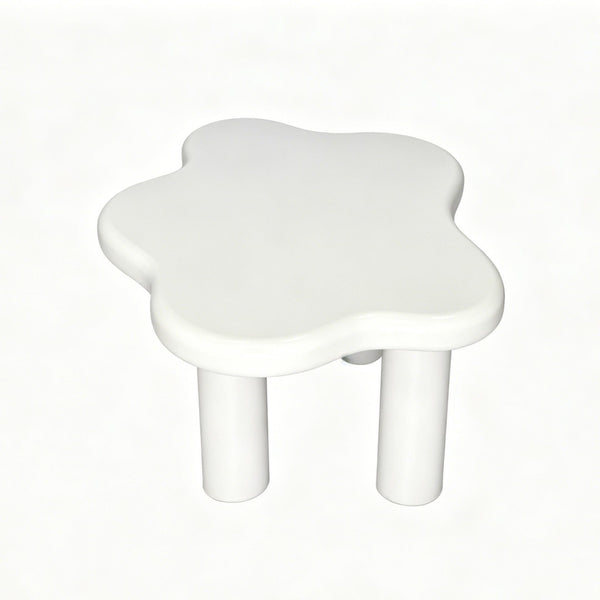English Elm 40-inch Cloud Shaped Coffee Table Sculptural Mdf Top with Tapered Legs for Living Rooms White W3935S00003