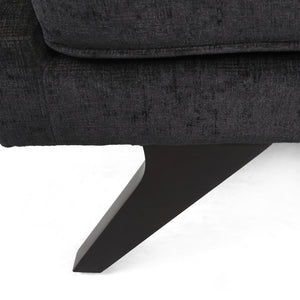 English Elm Chaise Lounge Mid-century Polyester Upholstered Birch Wood Legs Living Room Accent 68108.00BLK
