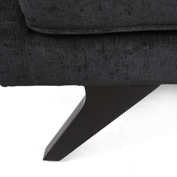 English Elm Chaise Lounge Mid-century Polyester Upholstered Birch Wood Legs Living Room Accent 68108.00BLK