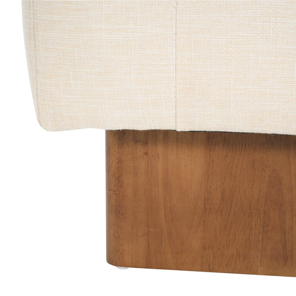 English Elm Christopher Knight Home® - Rectangular Tufted Linen Ottoman Bench With Solid Wood Legs - Versatile Beige Footstool & Seating N757P296695I