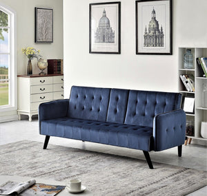 English Elm 72" Velvet Tufted Futon Sleeper Sofa Mid Century Three Seat Couch for Studio Spaces B2735P490974