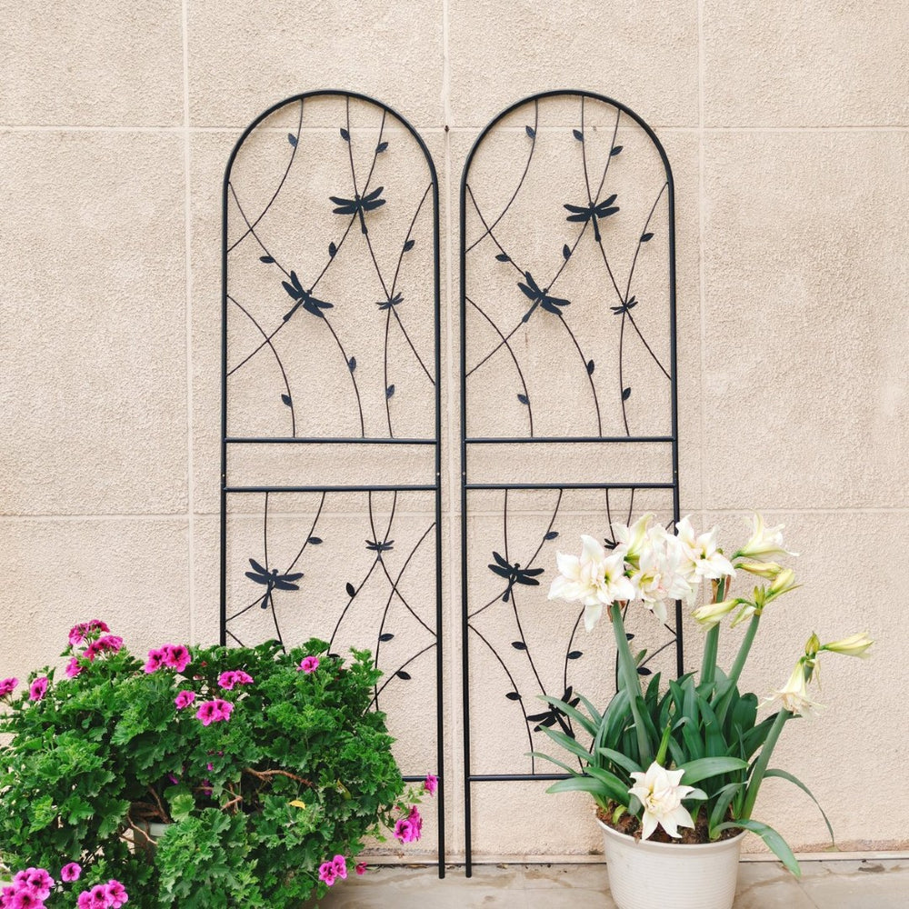 English Elm 4 Pack Powder-coated Metal Garden Trellis Panels Rustproof Climbing Plant Support Outdoor W1586P266865