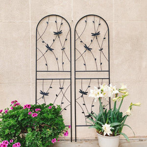 English Elm 4 Pack Powder-coated Metal Garden Trellis Panels Rustproof Climbing Plant Support Outdoor W1586P266865