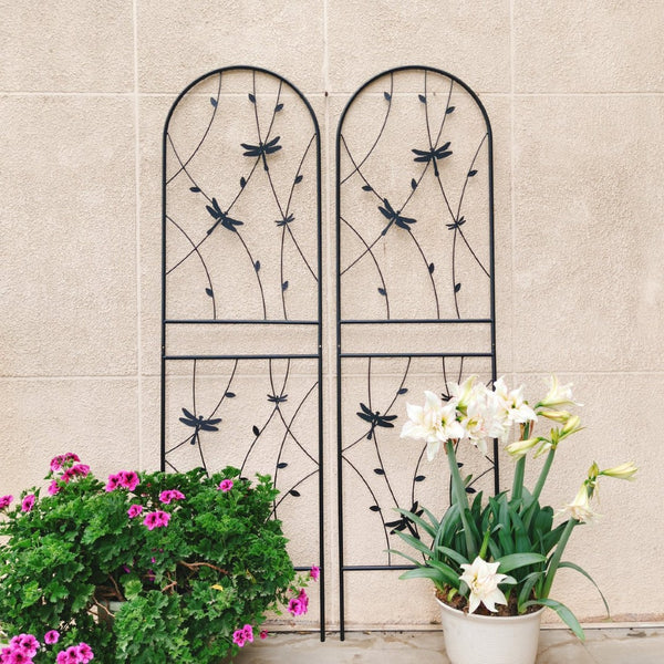 English Elm 4 Pack Powder-coated Metal Garden Trellis Panels Rustproof Climbing Plant Support Outdoor W1586P266865