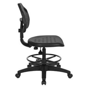 OSP Home Furnishings Vocation Drafting Chair Urethane Seat Pneumatic Height Adjustable with Footrest for Labs KH81375MX
