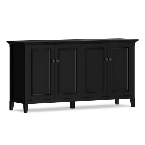 English Elm Amherst Shaker Pine Sideboard Wide Four Door Storage Cabinet for Dining Hallway Black B136P481646