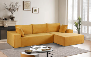 English Elm Cozyform Convertible Sectional Sofa - Soft Ginger Corduroy, Comfy Foam Couch For Living Spaces B2735P359714