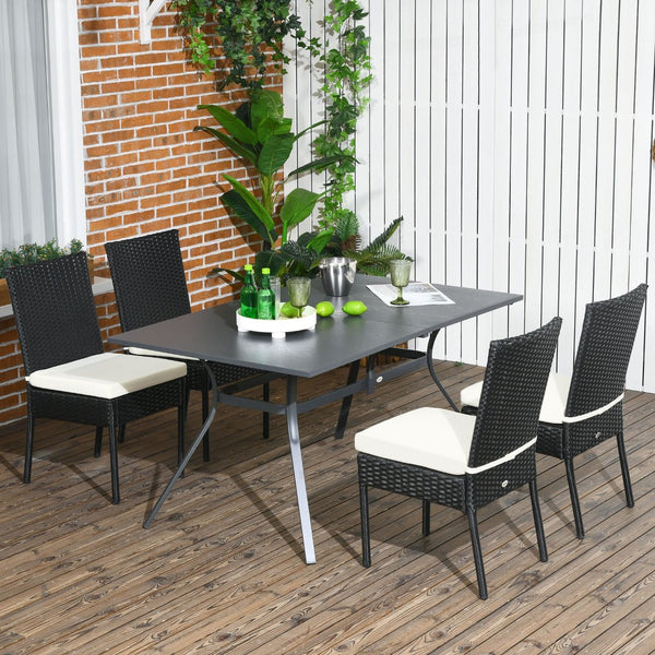 English Elm Outsunny 4 Cream White Pe Rattan Outdoor Dining Chairs With Cushions For Patios, Decks & Gardens W2225P200717-GIGA