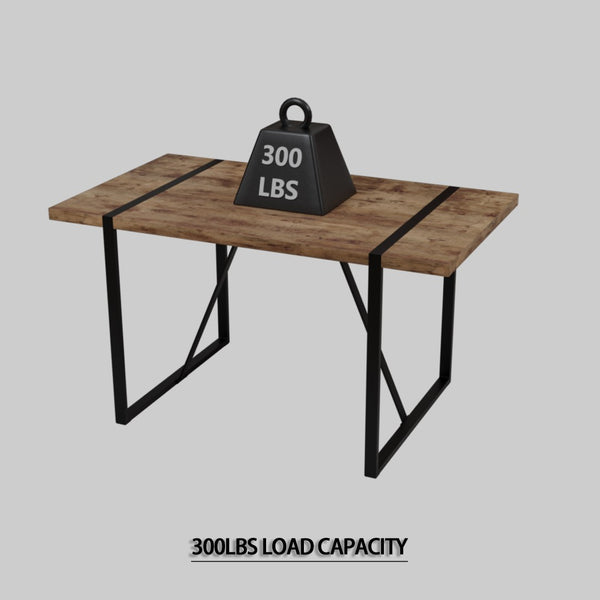 English Elm 55" Dark Wood Mdf Dining Table Set with Four Suede Chairs Matte Black Metal Base W2189S00937