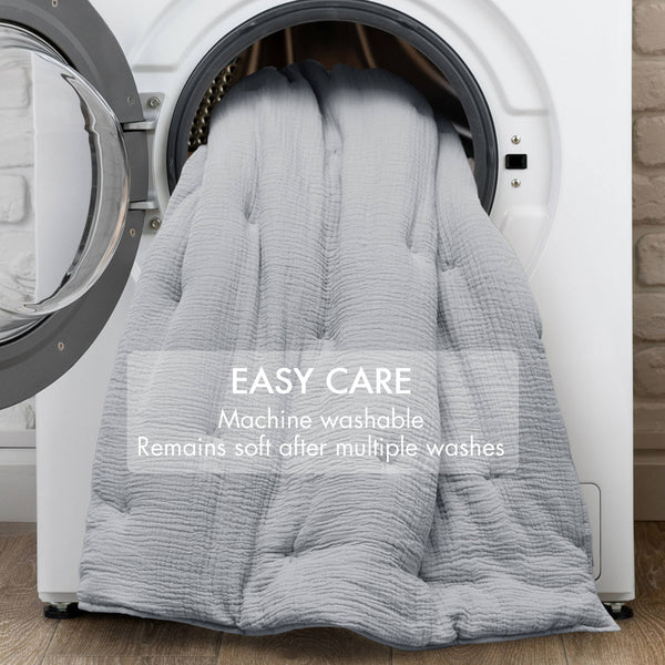 JLA Home Harbor House Blue - Cotton Crinkled Muslin Quilted Set with Embroidered Tacking, Lightweight 250gsm Fill, OEKO‑TEX Certified Blue HH13-1883