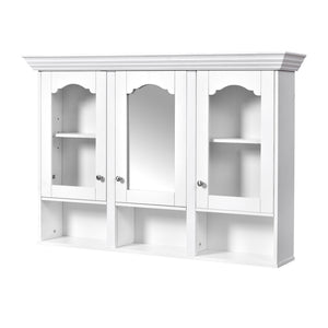 English Elm 47" Wall Mounted Bathroom Cabinet with Mirror — Space-Saving 3 Adjustable Shelves, Pine Accents, Water-Resistant Finish N710P264268K