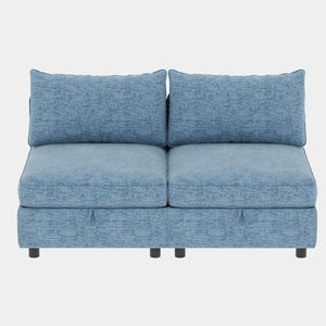 English Elm Armless Modular Sofa Seat with Hidden Storage and Pocket Springs, Flexible Chenille Sectional Solution Antique Blue W680P195858